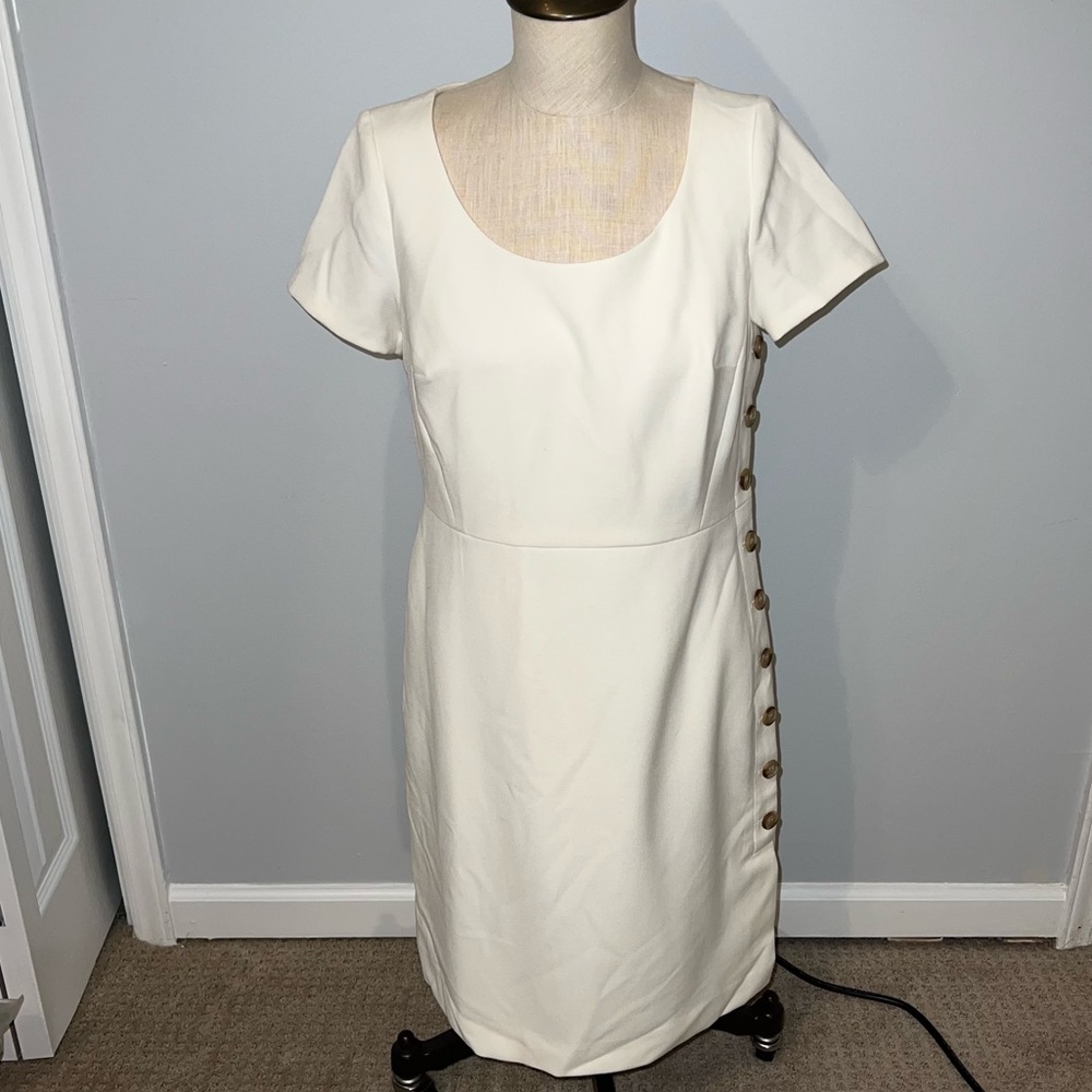 Ann Taylor Cream Sheath Dress Size 8 Petite